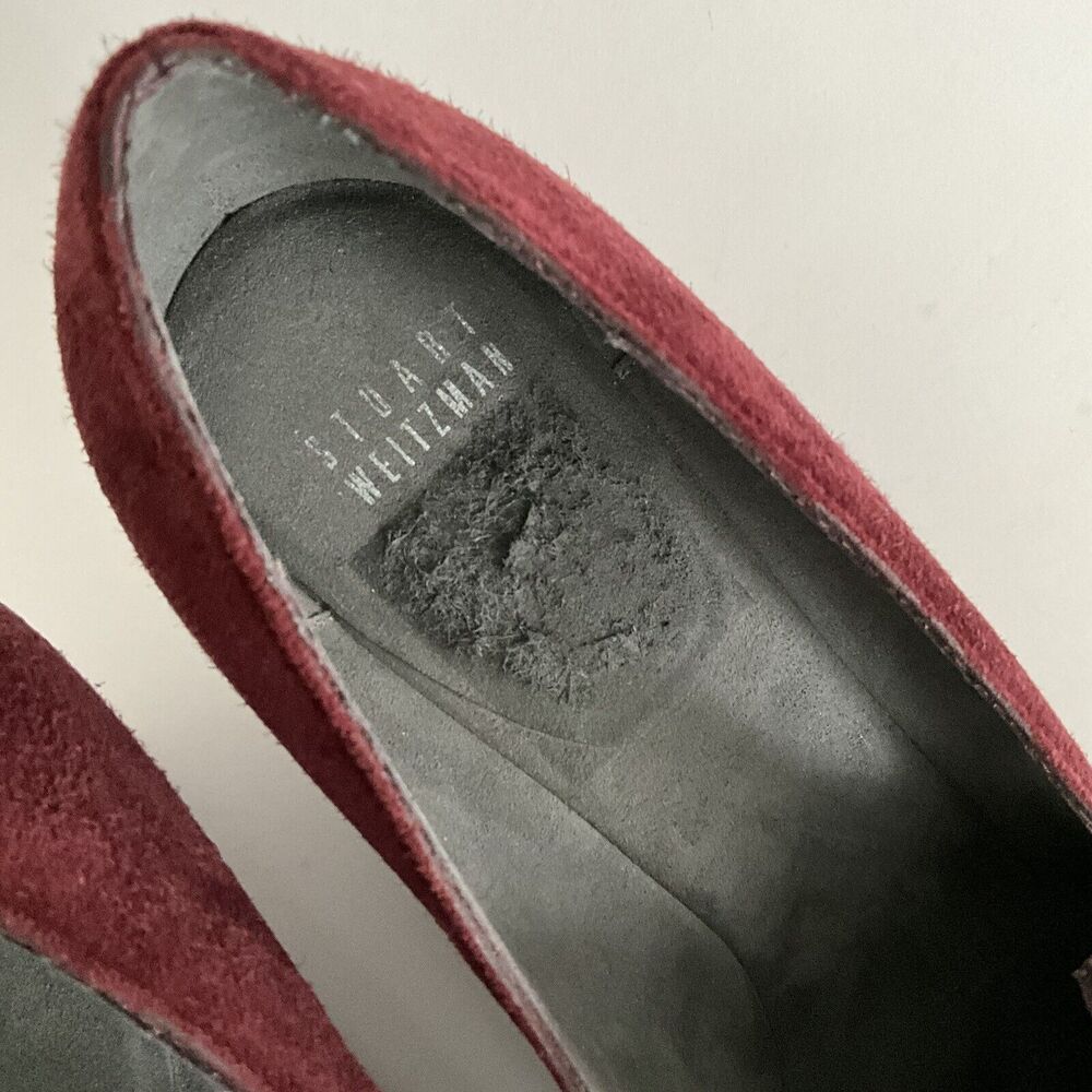Stuart Weitzman Wedge Burgundy Slip-on Pumps 10 - Picture 11 of 13